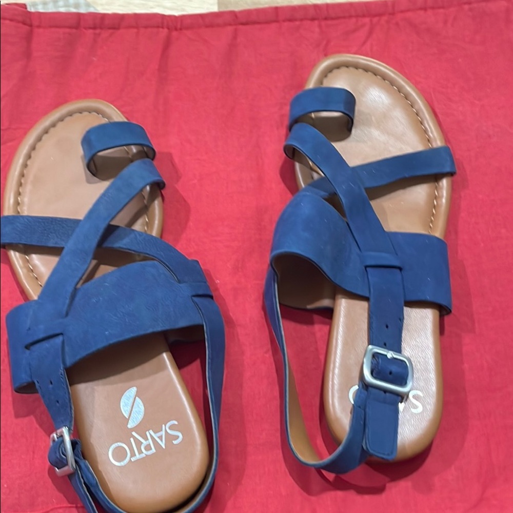 Franco Sarto Blue Sandals with Adjustable Ankle Strap